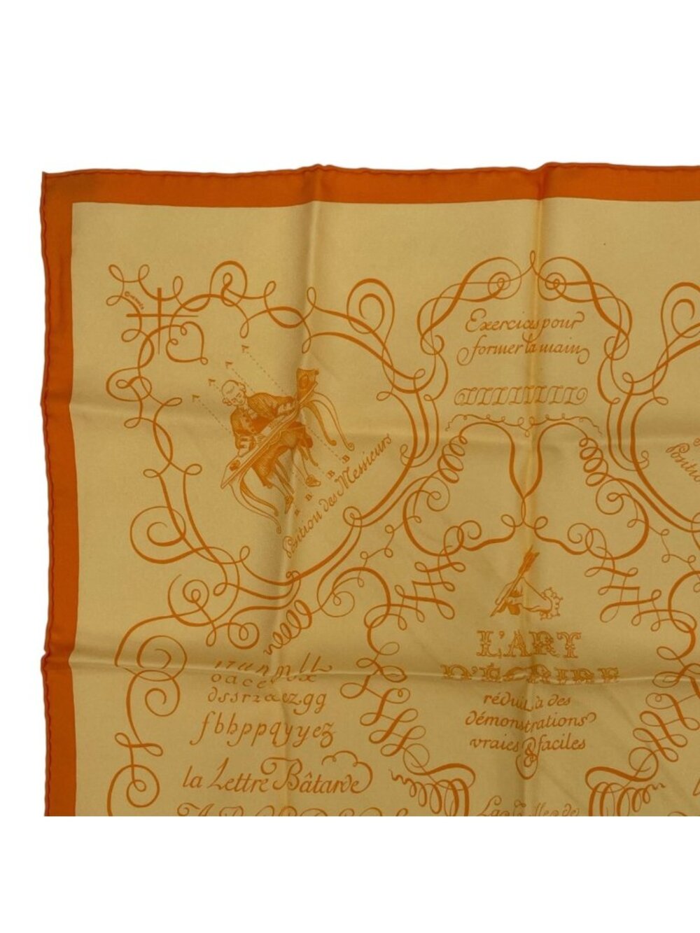 Hermes Scarf Silk Lart Decrire Calligraphy Art Yellow - Picture 2 of 8